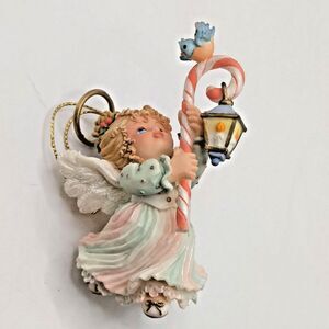 HollyDay Angel Heirloom Ornaments Ashton-Drake Holding Candy Cane Bird Christmas